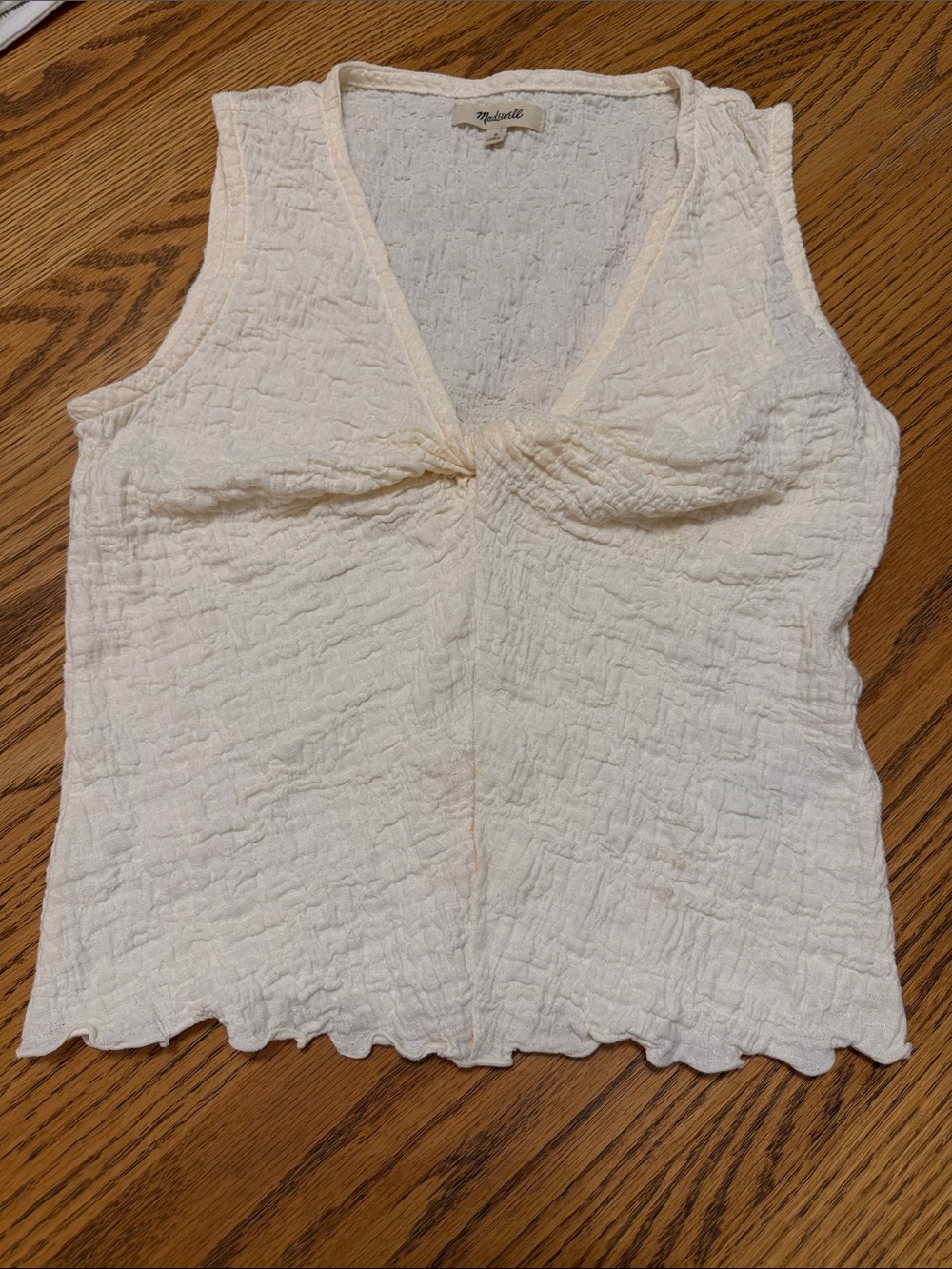 Madewell Cream Textured V-Neck Sleeveless Camisole